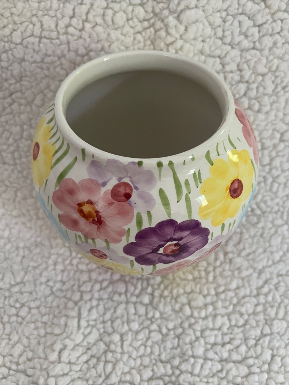 Vintage Pier 1 Vase, floral, watercolor, ceramic, 6” tall, Italy - Picture 4 of 9